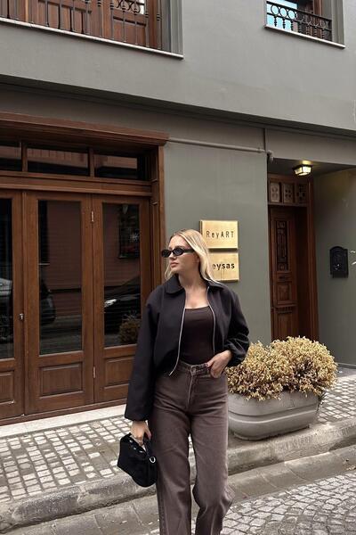 lizge giyim FERMUAR DETAY BOMBER CEKET