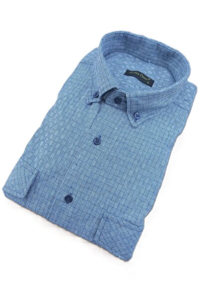 ATİLLA ÖZER Erkek Relax Fit Rahat Kesim Spor Yaka Kareli Çift Cep Kapaklı Gömlek kışlık