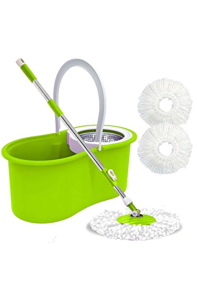 Arabest ممسحة دوارة لتنظيف الأرضيات، ممسحة من الفولاذ المقاوم للصدأ ودلو بمقبض تلسكوبي، F