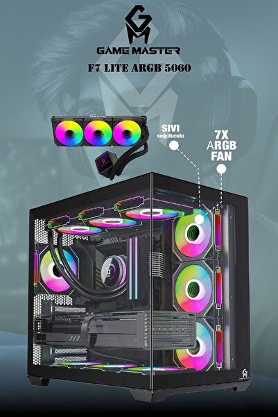 GM Game Master F7 Lite ARGB RTX5060 R7 5700X CPU 32GB RAM 1TB M.2 RTX5060 ARGB Sıvı Soğutuculu Gaming PC