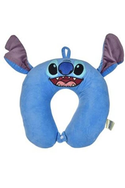 OEM Pernă de călătorie pentru copii din spumă cu memorie, albastră, cu design cu cusături și urechi 3D, 30 x 32 x 8 cm