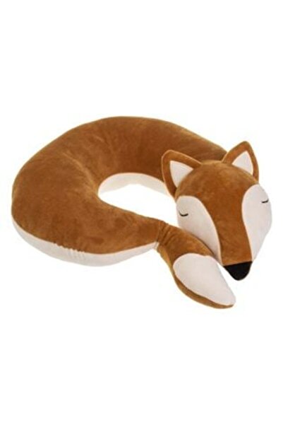 OEM Pernă de călătorie cu spumă cu memorie, vulpe maro, pentru copii, 29 x 34 x 8 cm