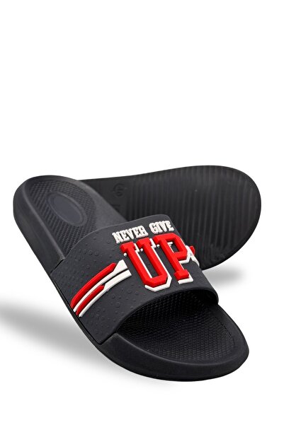 Moda Anna Men's Slippers Lightweight Eva Material Soft Sole Men's Pool Slippers Navy Blue Red