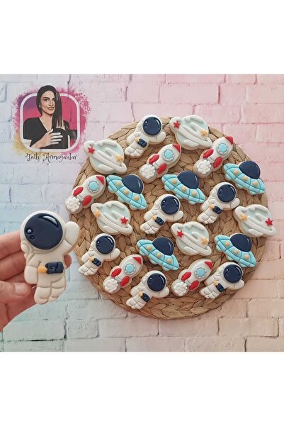 Tatlı Armağanlar Astronot Gezegen ve Uzay Roketi Model Butik Kurabiye - 20 Adet