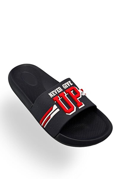 Moda Anna Men's Slippers Lightweight Eva Material Soft Sole Men's Pool Slippers Navy Blue Red