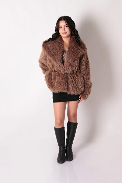 İkoll 1005399 Women's Wide Collar Fur Coat