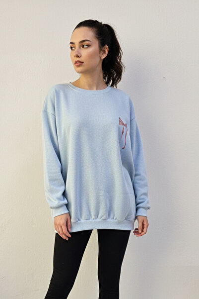 KOZİA OUTDOORS Γυναικείο φούτερ oversized με λεπτομέρεια από ροζ κορδέλα στην...