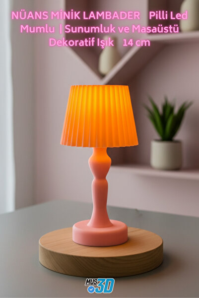 Mus3D NÜANS MİNİK LAMBADER | Pilli Led Mumlu | Sunumluk ve Masaüstü Dekoratif...