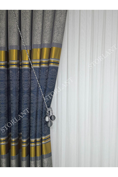 Storlant Wind Navy Blue Panel Background Curtain L Preferred - 1/3 Regular Pleats L with Accessories Gift L Suitable for Any Room