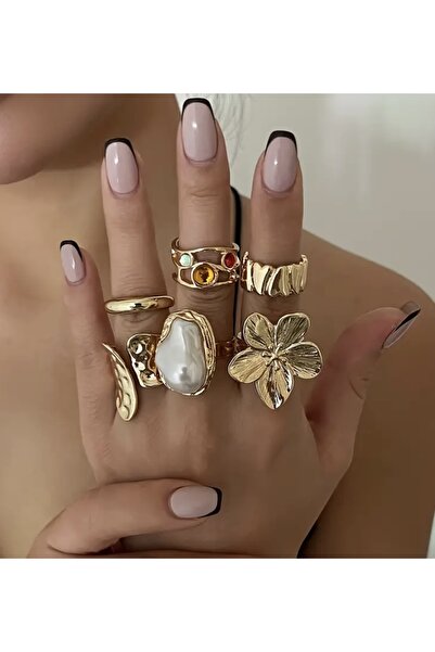 Mojo Jewellery Steel Gold Combination Ring Set Adjustable