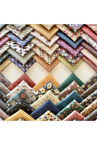 FabricMarket 60 Pieces 20X20 cm 100% Cotton Eco Satin Patchwork Fabric Set – Vintage Floral Pattern