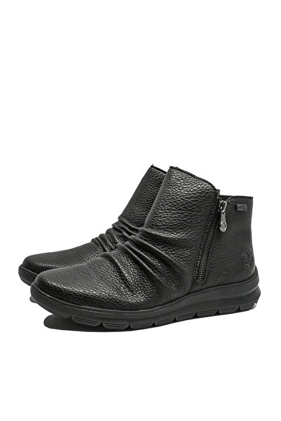 Rieker Women's boots with two zippers, Rieker, black, made of grained leather