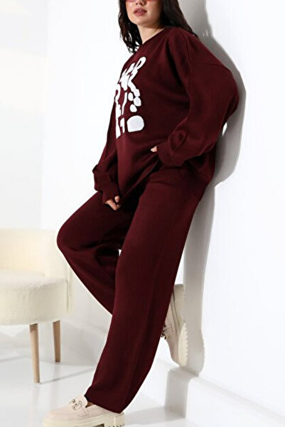 mefru Women's Sweater Pants Top and Bottom Two-Piece Oversized Knitwear Set