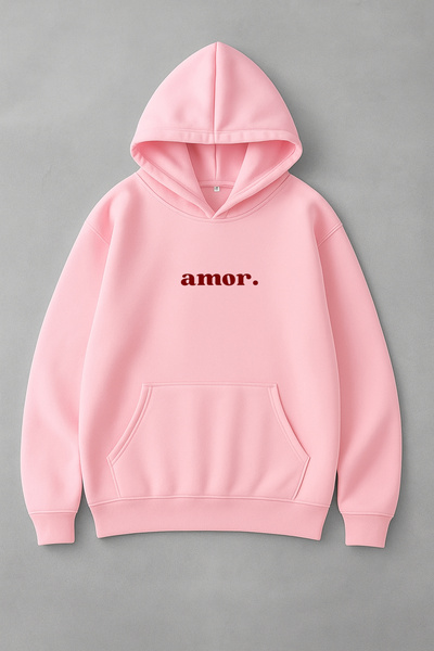 LORVEX Swea de damă din bumbac supradimensionat cu imprimeu frontal Amor tricou