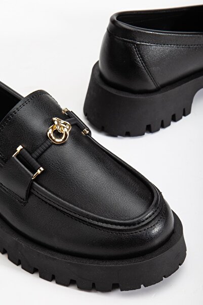 SUİNS SHOES Suins Premium Chapel Model Toka Detaylı Kadın Siyah Kahve Loafer Ayakkabı