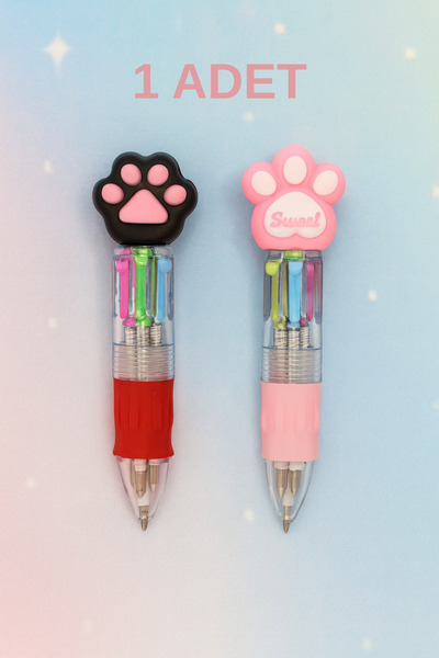 NaSaDAN Patili Mini 4 Renk Tekli Tükenmez Kalem – Sevimli Çoklu Renkli Yazı K...