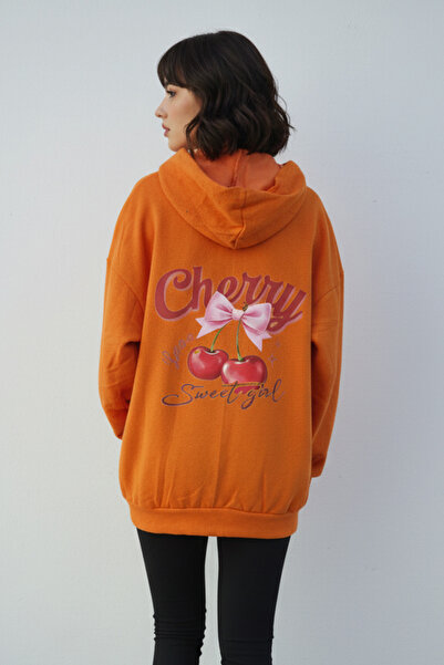 UNCİA OUTDOORS Hanorac supradimensionat cu glugă pentru femei, cu imprimeu ci...