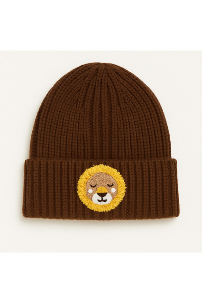 byebruketenci Brown Beret Lion Punch Patterned Luxury Wool Hat Christmas Gift