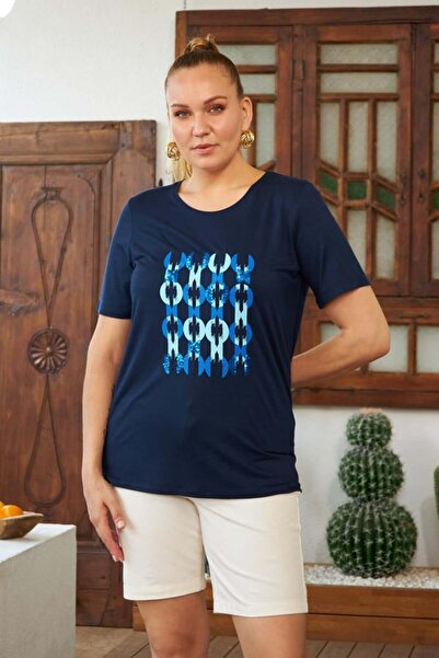 RMG Gamze Moda Large Size Pul Payet Detail T-Shirt