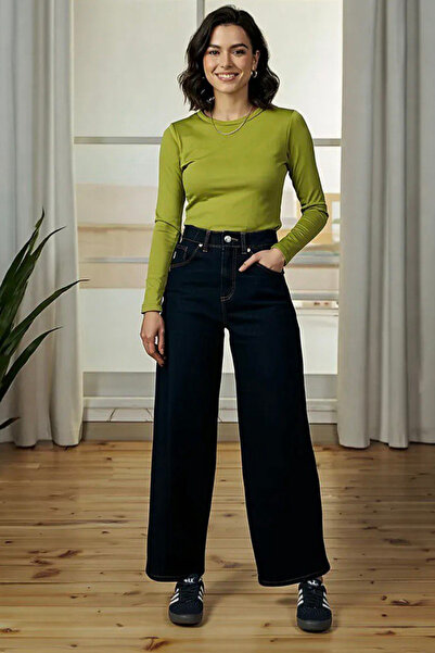 oshebu Oil Green- Crew Neck Basic Long Sleeve Bodysuit