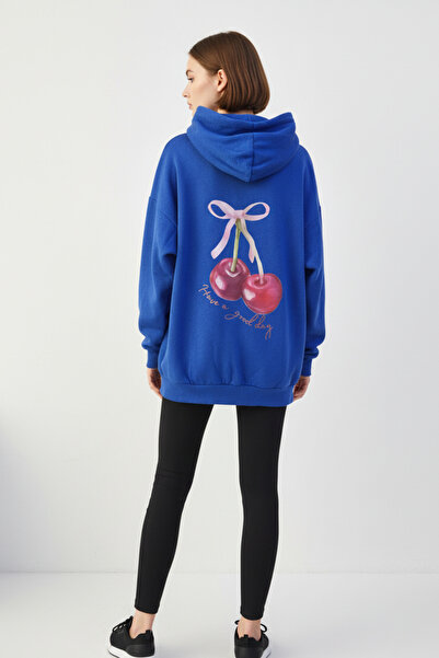 KOZİA OUTDOORS Hanorac supradimensionat cu glugă și imprimeu cireșe pe spate,...