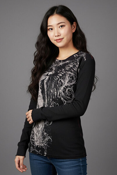 harmony factory Hanorac unisex cu mânecă lungă Black Vintage Angel tricou