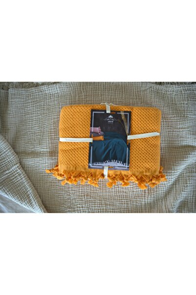 Calista home 100% Cotton Pique Summer/Winter Can Be Used in 4 Seasons Soft Waffle Honeycomb Pique Double Size Orange