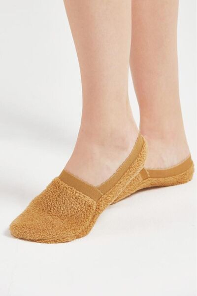 Welsoft Kadın Peluş Ev Çorabı Hardal