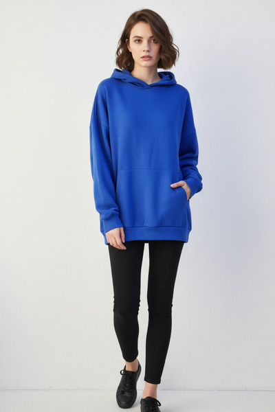 UNCİA OUTDOORS Hanorac supradimensionat cu glugă pentru femei, cu imprimeu ci...