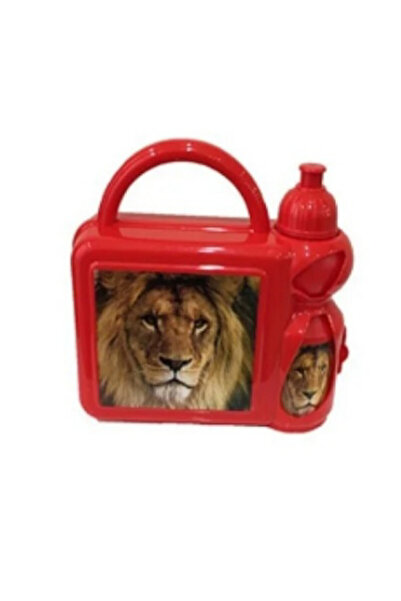 abnturk Lüks Kaliteli Aslan tasarımlı Suluklu Beslenme Kabı ve Beslenme çantası