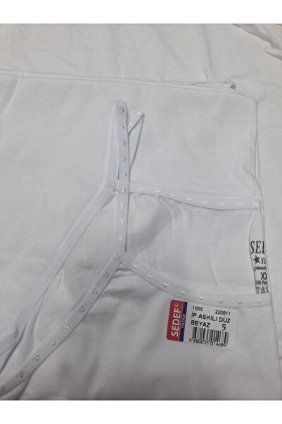 Sedef İnce ip askılı Düz Beyaz Atlet 5 Beden