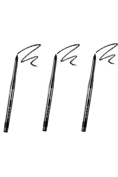 AVON Set of 3 True Colour Glimmerstick eye liner pencils, — Blackest Black (retractable)