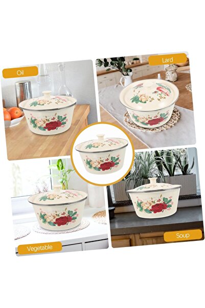 ELEGANT HOME Set of 3 Enamel Kitchen Bowls Antique Enamel Mixing Bowl