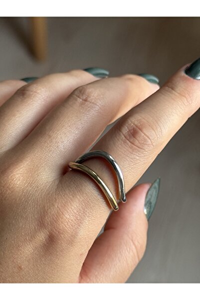 Vola Collection خاتم نسائي أنيق من الفولاذ بلونين قابل للتعديل