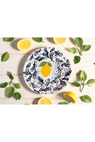 La Mediterranea Farfurie întinsă model Limoi, stil Capri cu lămâi, 20 cm -