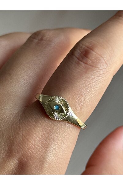 Vola Collection خاتم نسائي قابل للتعديل بلون ذهبي مع تفاصيل من الفولاذ على شك...