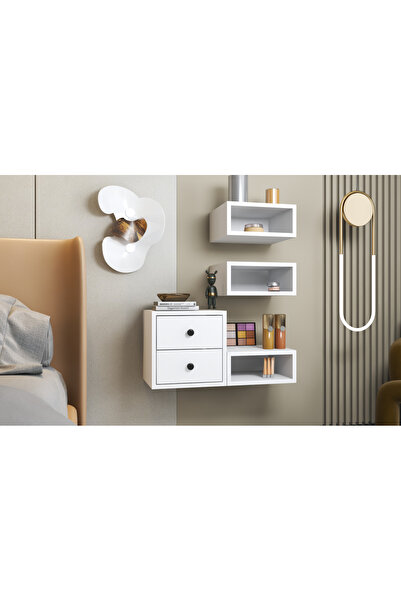 nettrends.net the new trend of shopping Makyaj Masası Duvar Rafı Seti 2 Çekmeceli Modül – Beyaz-NRG-MKJ-1001