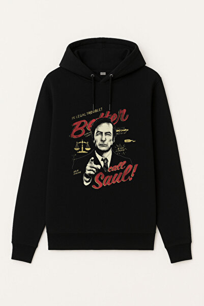 MODA Hanorac negru pentru adulți Better Call Saul cu imprimeu cu glugă Swea t...