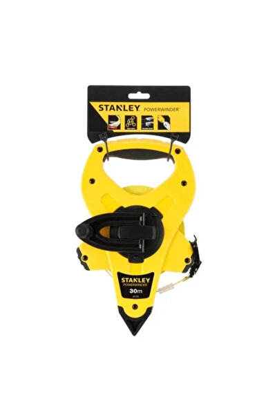 Stanley 2-34-772, Bandă de bobinat deschisă cu bandă din fibră de sticlă 30m, PowerWinder, cârlig Tru-Zero, bobinare rapidă