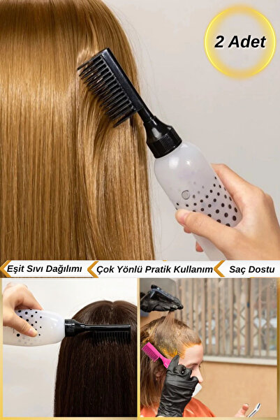 Hane Dostu 2 Adet Taraklı Tasarım Kolay Kullanım Saç Boyama Uygulama Fırçası ...