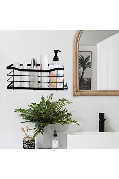 OEM Suporturi de duș sau bucătărie, fără găurire, set de 3 piese metalice negre