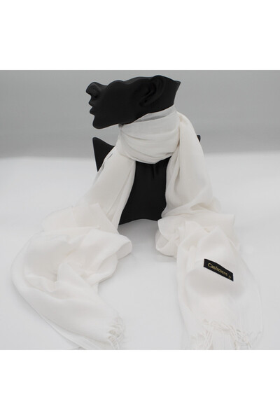 velve Esarfa tip sal, din material subtire cu casmir, in cutie cadou, Alb, 178x72 cm, Femei