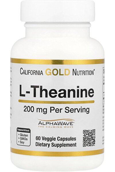 California Gold Nutrition L-Theanine Featuring AlphaWave, 200 mg, 60 Veggie Caps