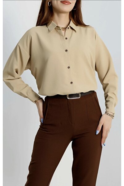 Vestiara.Butik Kadın Gömlek - Bej1