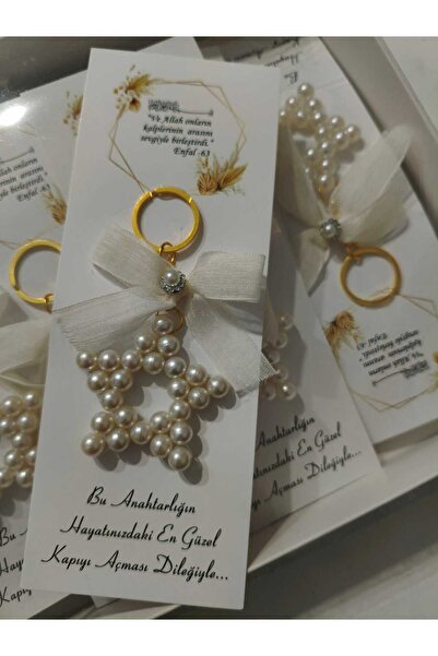 L MAN Star Keychain with Ribbon, Gift, 10 Pieces, Wedding, Engagement, Henna, Mevlit, Birthday