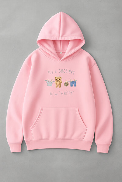 LORVEX Καλή μέρα για να είσαι χαρούμενος Φούτερ με στάμπα σε μεγάλο μέγεθος