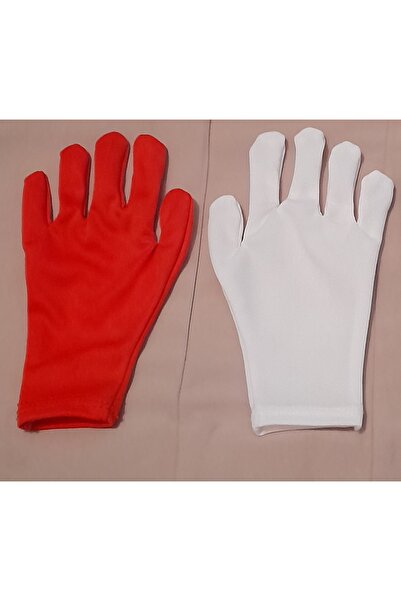 Toprak eldiven Bir el kırmızı bir el beyaz çocuk pandomim gosteri eldiveni