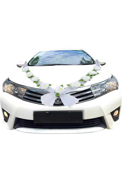 OEM Decorațiuni pentru mașină de nuntă, cu 9 flori artificiale albe