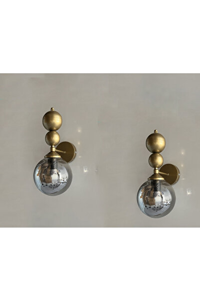 gaziantepavize Florida Eskitme Kasa Füme Glop Camlı Metal Pilli Aplik - 2 Ade...