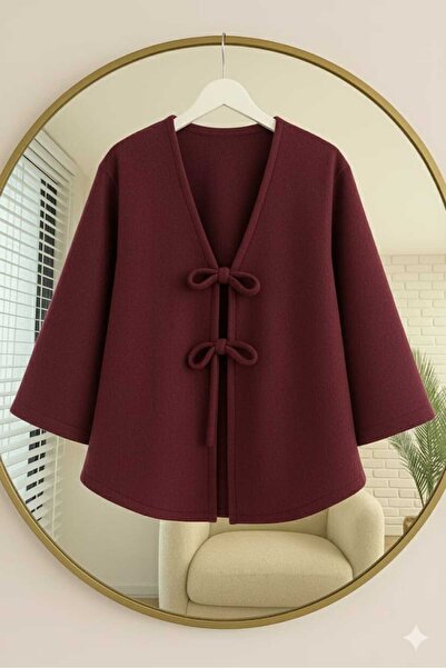 Giyim Gezegeni Sonbahar ve Kış Kaşe Kumaş Tesettür Tunik-Önü Bağlamalı Kimono...